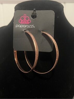 paparazzi Copper-Tone Hammered Hoop Earrings
